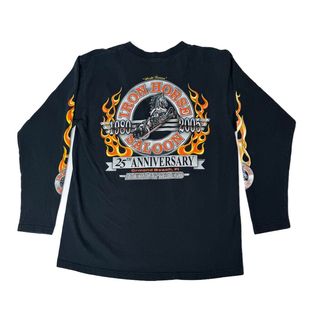 Vintage Iron Horse Saloon 25th Anniversary 2005 Long Sleeve Henley Tee Large
